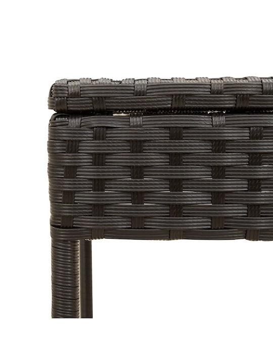 Deckchair Rattan with Cushion & Sunshade Black with Table 200x55cm.