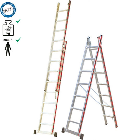 Dublu Scara combinata Aluminiu 2x9