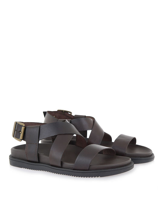 Zeus Leather Women's Flat Sandals in Brown Color