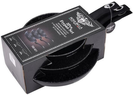 Edenberg Edenberg Pfannen-Set aus Aluminium Schwarz mit Antihaftbeschichtung 3-teilig