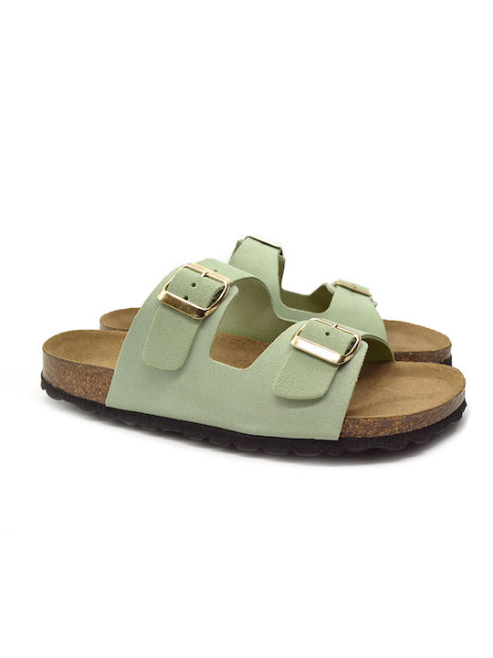 La Maison De L`espadrille Women's Flat Sandals in Green Color