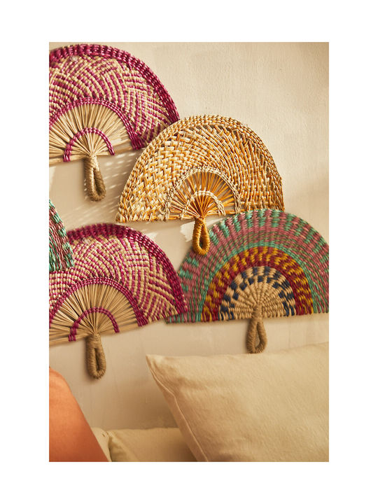 Calma House Decorative Fan Abano Handmade Pink Made of Wicker Material 36x26cm
