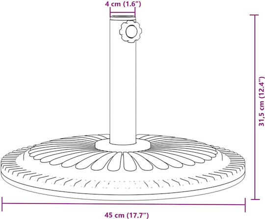 vidaXL Βάση Ομπρέλας Πλαστική Ασημί 38x38cm