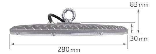 Eco Light Commercial Bell Light 100W Cool White 10000lm with Built-in LED White Ø28xH3cm