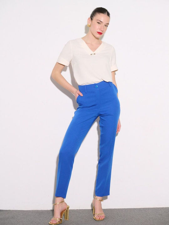 Damen Royal Blue Set mit Hoch tailliert Hose in Gerader Linie
