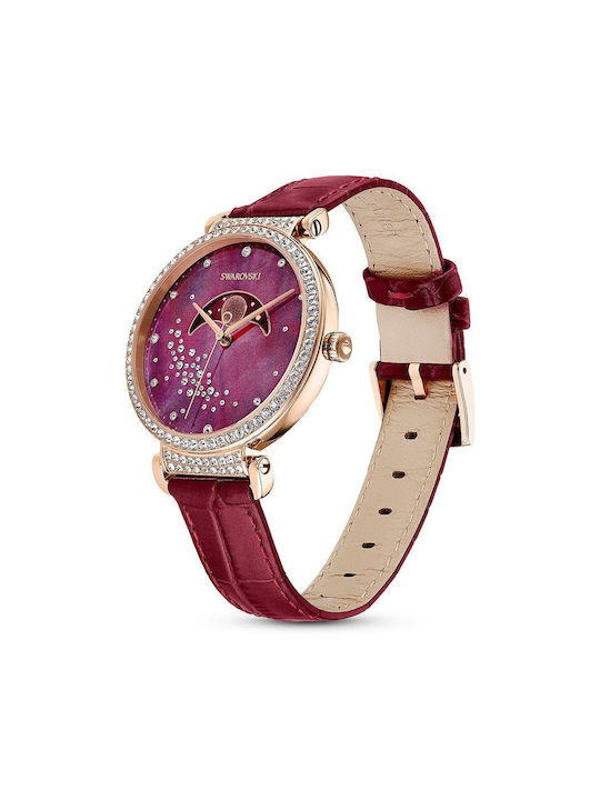 Swarovski Passage Watch with Red Leather Strap