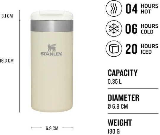 Stanley AeroLight Transit Glass Thermos Stainless Steel BPA Free 350ml Cream Metallic