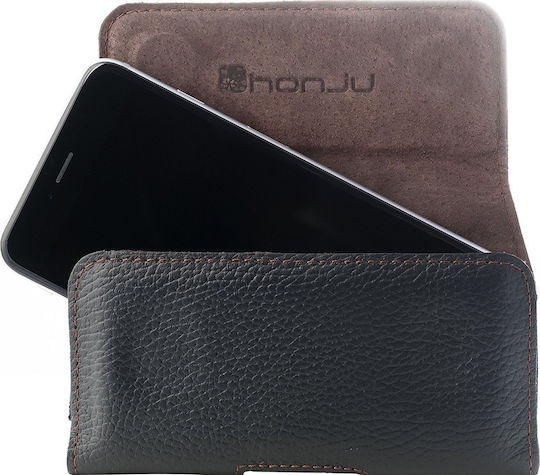 Honju Horizon Leather Belt Case with Magnetic Closure Universal for Samsung Galaxy S7 S8 S9 S10 S21 S22 S23 S24 Xcover Black Hhsamsung
