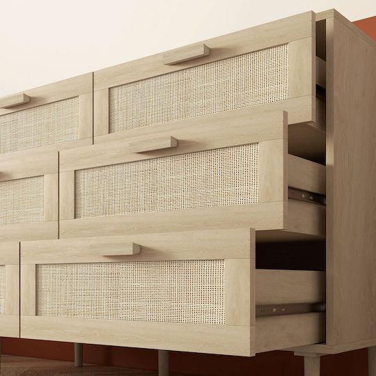 Συρταριέρα Κρεβατοκάμαρας mit 6 Schubladen Cane 110x40x75cm