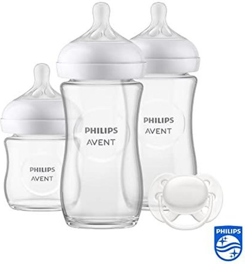 Philips Set Sticle de Sticlă pentru Bebelusi Gift Anti-Colici cu Tetină din Silicon pentru 0-6 luni 3buc