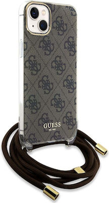 Guess Plastic Back Cover with Strap Brown (iPhone 15)