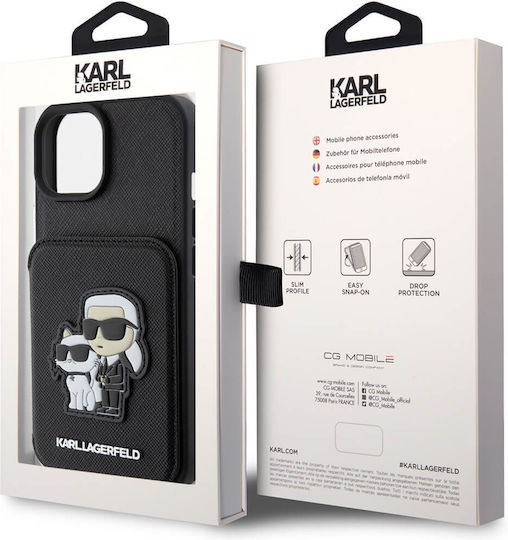 Karl Lagerfeld Pu Saffiano Card Slot Umschlag Rückseite Kunststoff Schwarz (iPhone 15)