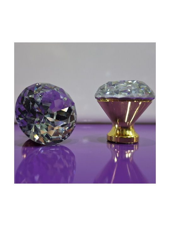 ACM Knopf Möbelgriff aus Zamak & Metallisch & Kristall in Gold Farbe 11850 1Stück
