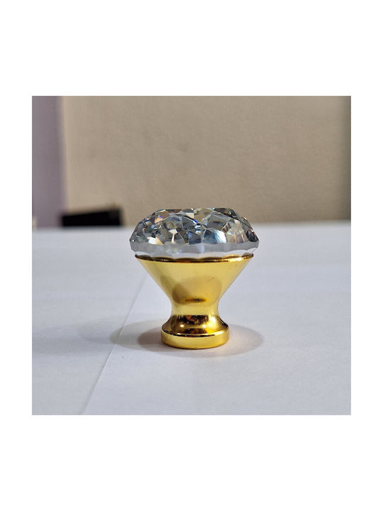 ACM Knob Furniture made of Zamak & Metallic & Crystal in Gold Color 11850 1pcs