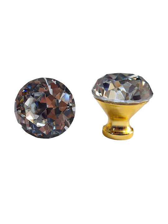 ACM Knob Furniture made of Zamak & Metallic & Crystal in Gold Color 11850 1pcs