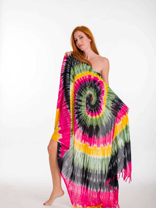 Pareo with Print with Print and Fringes Colorful