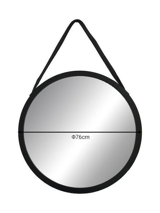 Pakketo Hangie Wall Mirror with Black Plastic Frame Diameter 76cm 1pcs