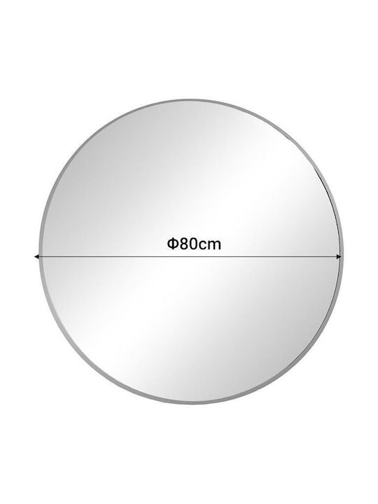 Pakketo Emmett Καθρέπτης Τοίχου με Ασημί Μεταλλικό Πλαίσιο Διαμέτρου 80cm