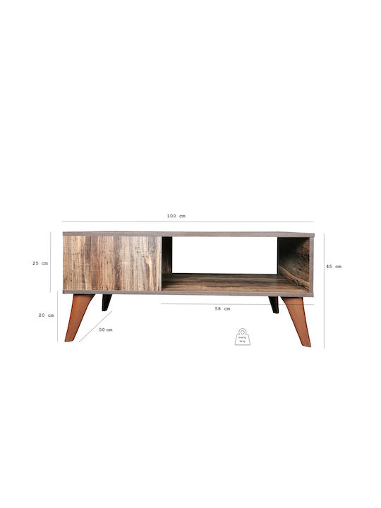 Masa Centrală Rectangulară Din Lemn Maro L100xL50xÎnălțime45cm