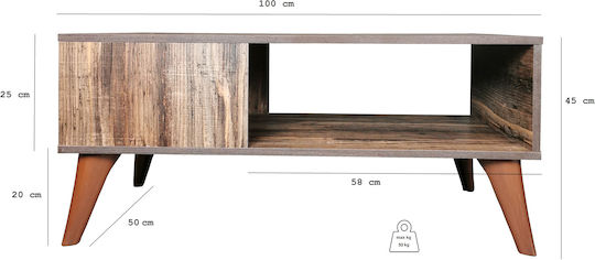 Masa Centrală Rectangulară Din Lemn Maro L100xL50xÎnălțime45cm