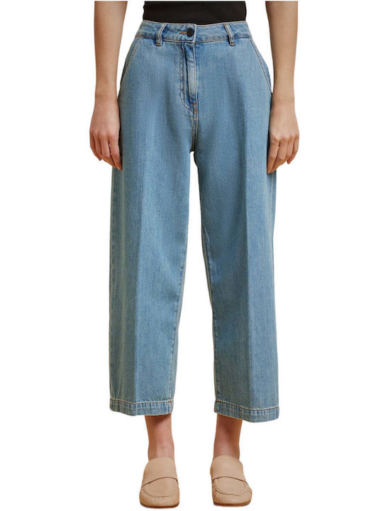 Liviana Conti Women's Fabric Trousers in Straight Line Blue