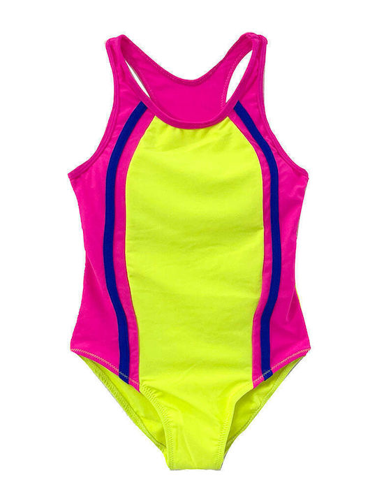 Ustyle Kids Swimwear One-Piece Fuchsia/yellow