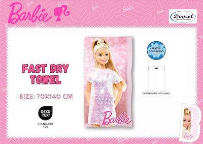 Prosop de plajă uscat rapid Mattel Barbie 85 70x140 Print digital Roz 100% Microfibra