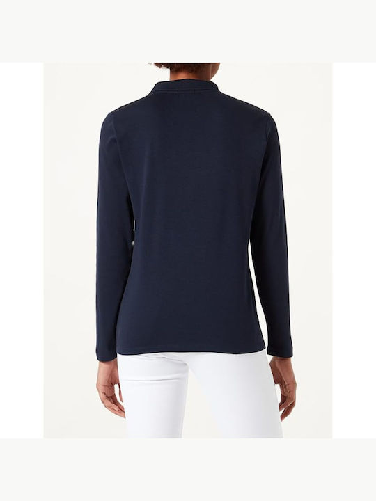 Tom Tailor Women's Polo Shirt Long Sleeve Navy Blue