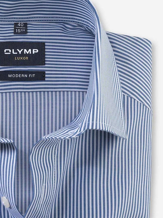 Olymp Luxor Men's Shirt Long Sleeve Striped Light Blue