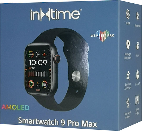INTIME 9 Pro Max 49mm Smartwatch με Παλμογράφο (Μαύρο)