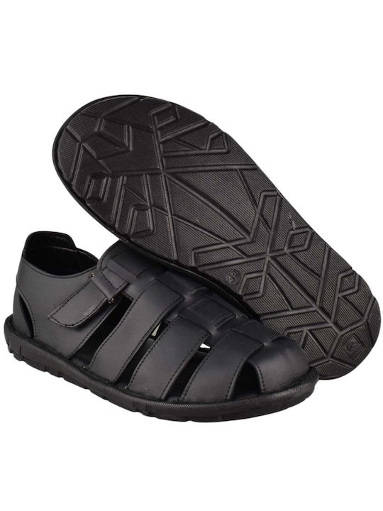 Yfantidis Leder Herrensandalen in Schwarz Farbe