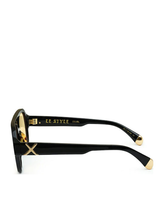 Oscar & Frank Le Style Damen Sonnenbrille mit Schwarz Kunststoff Gestell und Gelb Linse