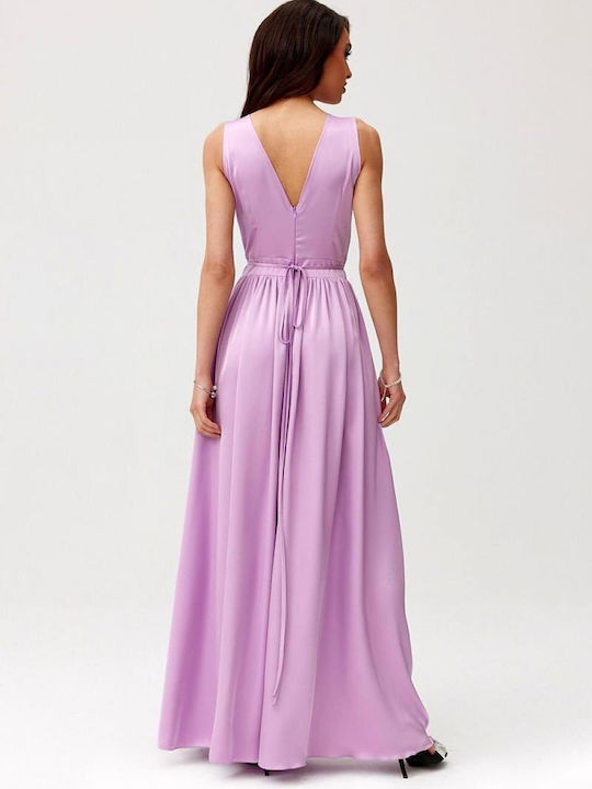 Roco Fashion Maxi Evening Dress Satin Purple