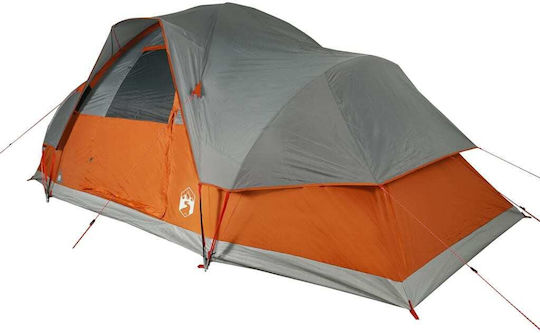 vidaXL Camping Tent Tunnel Orange 3 Seasons for 9 People 488x274x190cm