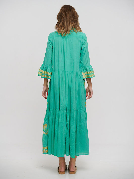 Summer Maxi Dress with Ruffles Green