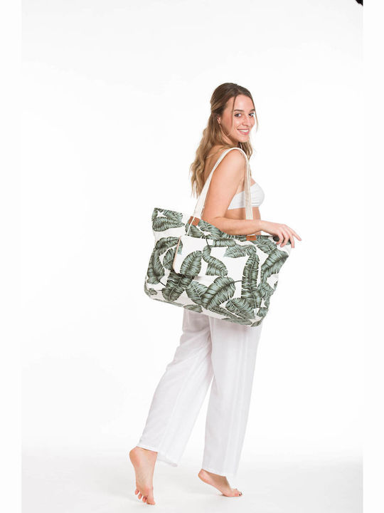 Beach Bag from Canvas with Wallet Green