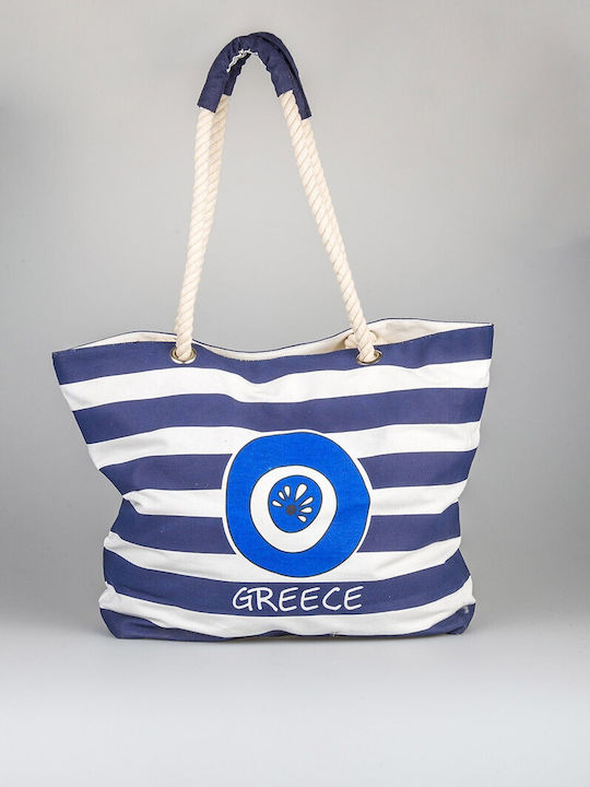 Beach Bag from Canvas with design Eye Blue