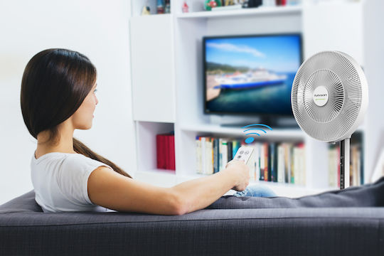 Rohnson Pedestal Fan 33W 35.5cm Diameter With Remote Control White