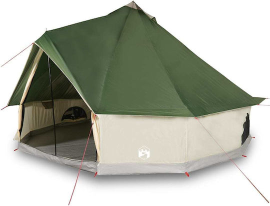 vidaXL Camping Tent Teepee Green 4 Seasons for 10 People 500x500x300cm