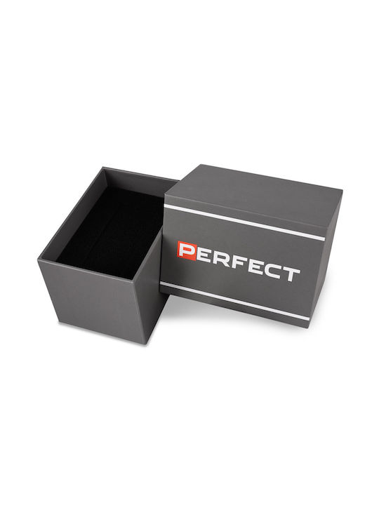 Perfect Ανδρικό Ρολόι 45mm Μπαταρίας με Χρυσό Μεταλλικό Μπρασελέ