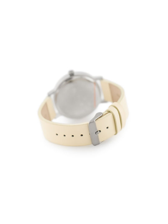 Jordan Kerr Ανδρικό Ρολόι 37mm Μπαταρίας με Μπεζ Δερμάτινο Λουράκι