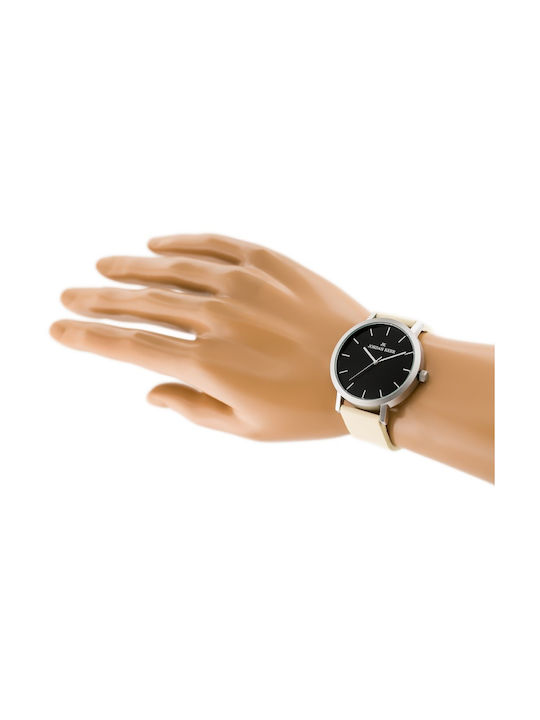 Jordan Kerr Ανδρικό Ρολόι 37mm Μπαταρίας με Μπεζ Δερμάτινο Λουράκι