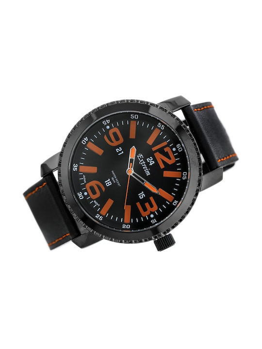 Extreim Watch Battery with Black Leather Strap