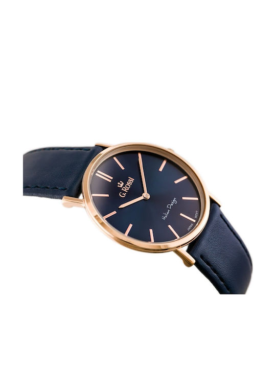 G.Rossi Мъжки часовник 36mm на батерия с Аналогов механизъм Механизъм на батерия със синя кожена каишка