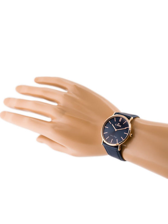 G.Rossi Мъжки часовник 36mm на батерия с Аналогов механизъм Механизъм на батерия със синя кожена каишка