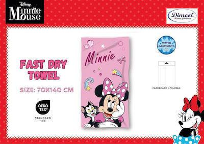 Dimcol Πετσέτα Θαλάσσης Quick Dry Disney Home Minnie 98 70x140 Pink 100% Microfiber