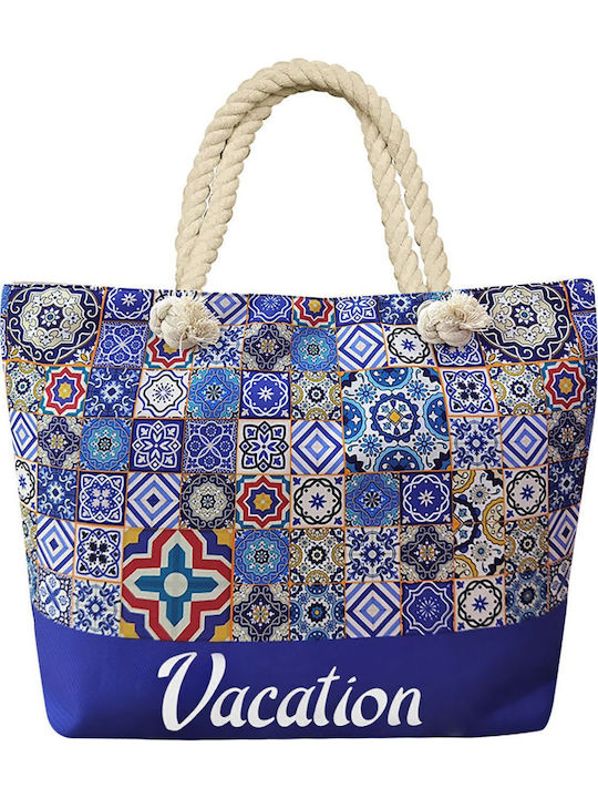 Summertiempo Stoff Strandtasche Blau