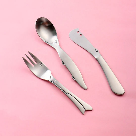 Aoke Baby Cutlery Set made of Metal Silver