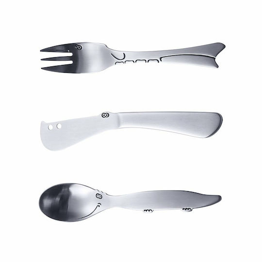 Aoke Baby Cutlery Set made of Metal Silver