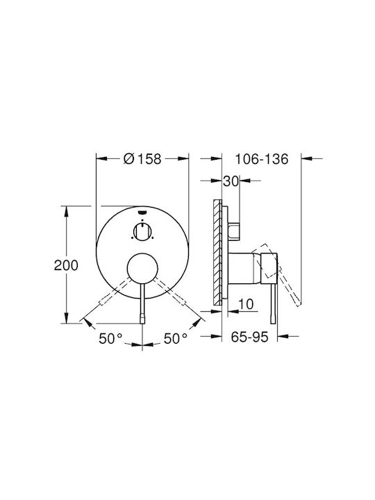 Grohe Essence Μίκτης Μπαταρίας Εντοιχισμού για Ντουζιέρα 3 Εξόδων Μπρονζέ